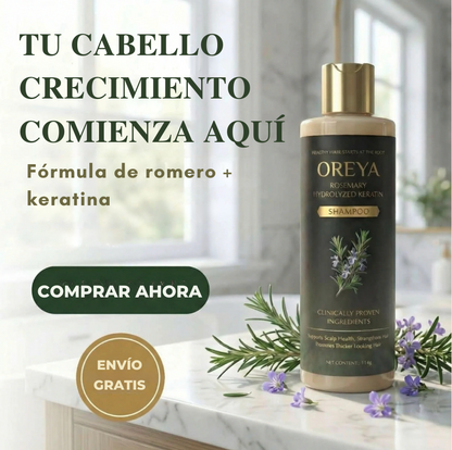 Oreya™ Growth Support Shampoo El secreto para un cabello más largo, fuerte y saludable.