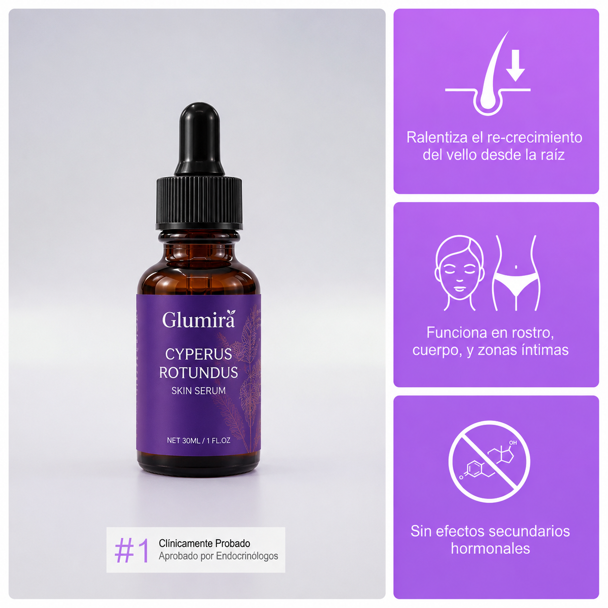 Glumira™ – Suero para la piel con Cyperus rotundus